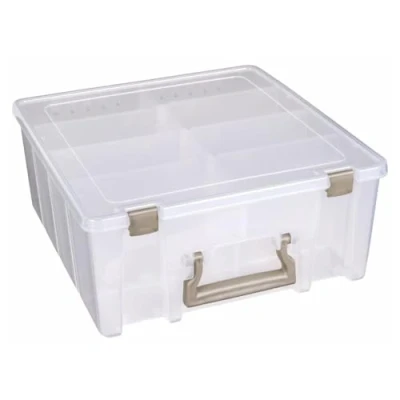 Image of ArtBin Super Satchel, Polypropylene Plastic, Clear &amp; Gold, Double Deep