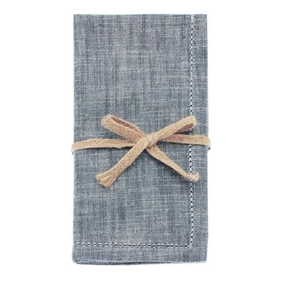 Image of Walton &amp; Co Flint Blue Chambray Set Of 4 Napkins