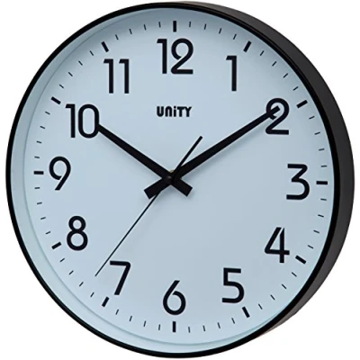 Image of Unity Wall Clock, Fradley, Silent Sweep, Modern, Black, 30cm / 12 inch