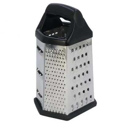 Image of 9&quot; Stainless Steel 6 Sided Grater Handheld Grater, Slicer and Zester, Dishwasher Safe, Cheese Vegetable
