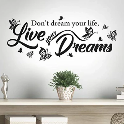 Image of Live Dreams Wall Sticker Motivational Art Quote Family Kitchen Decal Home Decor Living Room Vinyl Decoration Mural Wallpaper DIY Removable transfers Dream Lettering Walls Stencils ispirational Black