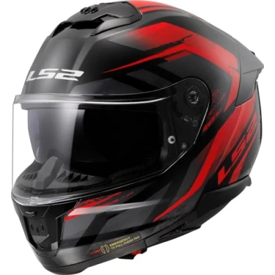 Image of LS2 FF808 Stream II Dual Visor Full Face Motorcycle Helmet. FURY BLACK RED (S)