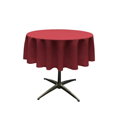 Image of LA Linen Polyester Poplin Round Tablecloth, 58 Inches, Cranberry, 147.3 x 0.04 cm