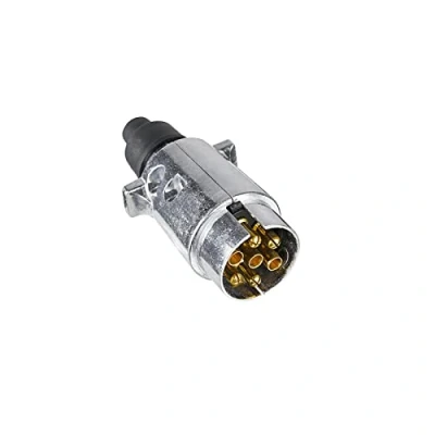 Image of BEIJISTAR 7 Pin Trailer Metal Plug, 12V Waterproof Plug Connector, for Truck RV Cars Boat Caravan (Aluminium Alloy)