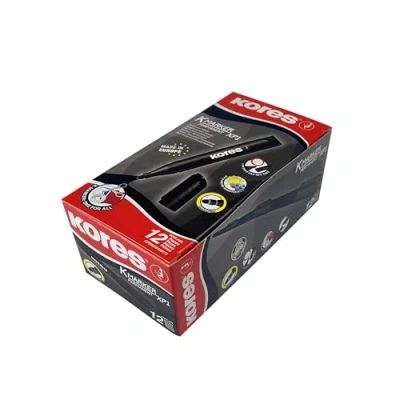 Image of Kores Black Permanent Marker Pens K XP1, Round Tip Pen Waterproof for All Surfaces School Supplies, Office Supplies Pack of 12