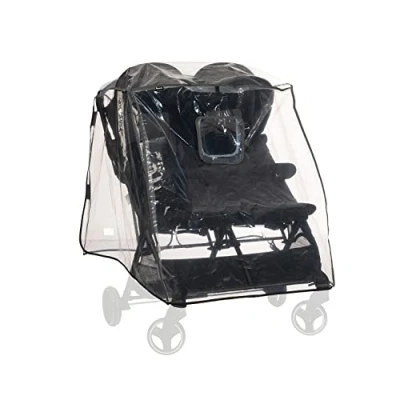Image of hauck Universal Duo &amp; Twin Puschair Rain Cover, Transparent Fits Most Side by Pushchair Stroller Seats, Waterproof Durable, with Access Window, Reflective Trim, Foldable