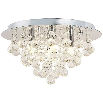 Image of Lindby ceiling light Antonino, 4 bulb, chrome, crystal, 35cm