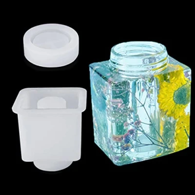 Image of iSuperb Square Resin Moulds Bottles Jar Silicone Mould with Lid Box Epoxy Casting for DIY Jewelry Storage Box, Home Decoration