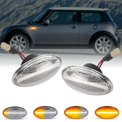 Image of OZ LAMPE LED Dynamic Side Indicator for BM W MINI Cooper R50 R52 R53 2001 2006, 2Pcs Car Turn Signal Light, Sequential Repeater, Marker Blinker, Clear Lens Canbus Error Free