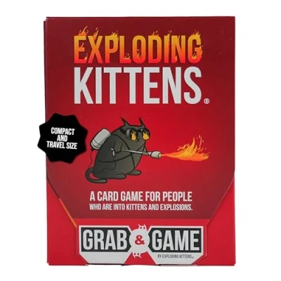 Image of Exploding Kittens Grab &amp; Game 2 4 Players Ages 7+ 10 Minutes to Play Travel Sized High Stakes Card Party Game, Family Night, Kid and Adult Red