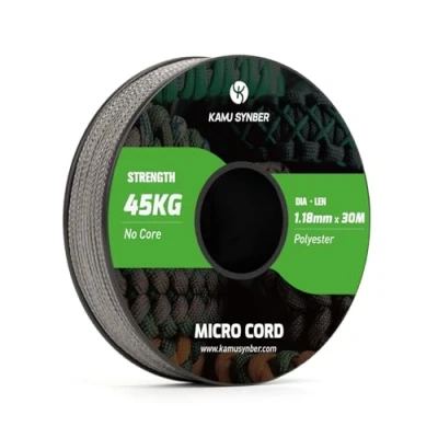 Image of Kamu Synber Micro Cord 1.18mm Paracord Braided Rope 30m Spool for Bracelet, Crafting, Jewelry Making, Key Chains Support 45kg Charcoal Grey
