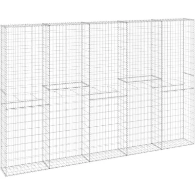 Image of vidaXL Gabion Wall with Covers Galvanised Steel 300x30x200 cm