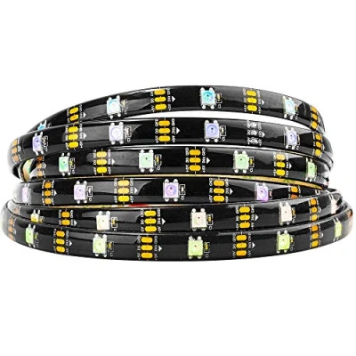 Image of BTF Lighting WS2812B 16.4FT 5m 30 LEDs/Pixels/m Black PCB Individual Addressable 5050SMD led Full Color Pixel Strip Dream IP65 Waterproof DC5V for Indoor