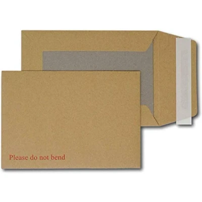 Image of Pack of 100 A6 C6 Manilla Hard Board Backed Envelopes (162 x 114 mm)
