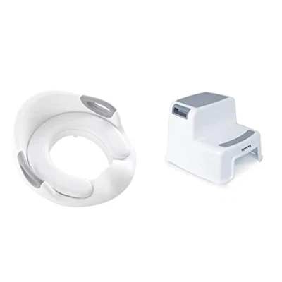 Image of Rainberg Potty Training Seat for Kids Toddlers, Toilet Boys Girls, with Handle and Backrest, Anti Slip Splash, Fit to Round Oval Toilets (Potty Step Stool)