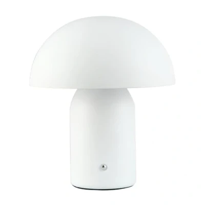 Image of Modern Rechargeable Mushroom Table Lamp in Mat White USB C Cable Included 3 Step Touch Dimmer 3600mAh Power 3w 3000k LED by Happy Homewares