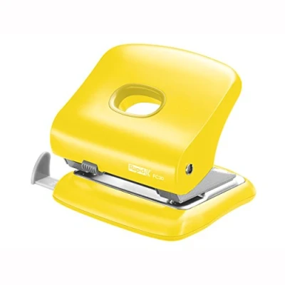 Image of Rapid Fashion FC30 Strong 2 Hole Punch, Punches up to 30 Sheets, Adjustable Guide Bar, Ergonomic Design, Yellow, 5000362