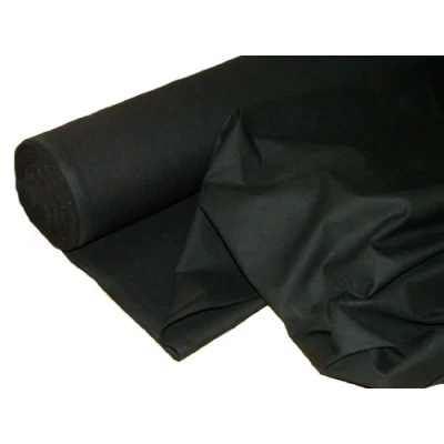 Image of Pandoras Upholstery 1 Metre Black Flame Retardant Calico Fabric Curtain Craft