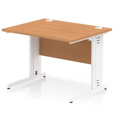 Image of Impulse 1000/800 Rectangle White Cable Managed Leg Desk Oak MI002722