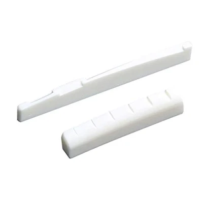 Image of 2 Sets 6 String Acoustic Guitar Bone Bridge Saddle and Nut Real Parts for Replacement
