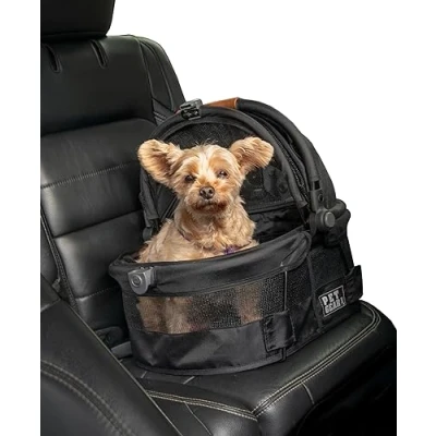 Image of Pet Gear View 360 Ultra Lite Safety Carrier &amp; Car Seat for Small Dogs Cats Push Button Entry, 15&quot;, Jet Black