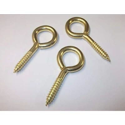 Image of The Home Fusion Company 20 x Picture Photo Frame Hanging Screw Eyes Brass Plated 30mm