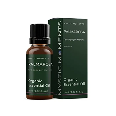Image of Mystic Moments Organic Palmarosa Essential Oil 10ml Pure &amp; Natural for Diffusers, Aromatherapy Massage Blends Vegan GMO Free
