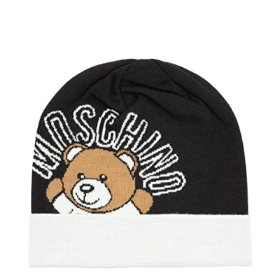 Image of Moschino Women Teddy Bear Beanie Black White