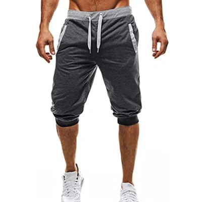 Image of Junhouse Mens Casual Shorts 3/4 Joggers Capri Cotton Summer Sweatpants Workout Training Gym Sports Running with Pocket Tracksuit Bottoms (XL,Dark Grey)