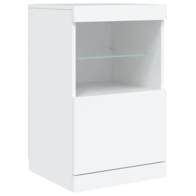 Image of vidaXL Sideboard with Customizable RGB LED Lights Modern Style in White Storage Solution Engineered Wood Construction