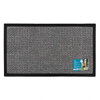Image of JVL Firth Tile Rubber Backed Doormat, 40x70cm, Grey