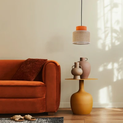 Image of Duo Slim Pendant Ceiling Light Brown, Orange 1xE27