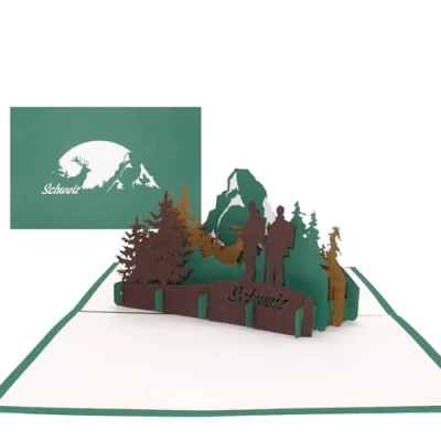 Image of Greeting Card Switzerland &quot;Panorama Swiss Alps &amp; Matterhorn&quot; Pop Up Map Mountaineering, Hiking Climbing in as a Gift Voucher, Travel Voucher Souvenir