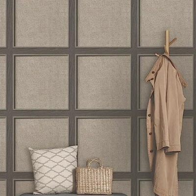 Image of SOPHIE LAURENCE Walnut Oak Panelled Wallpaper 3D Smooth Weave Wood Grain Effect Stylish, Washable, Strippable Paste The Paper Feature (Beige, Sample)