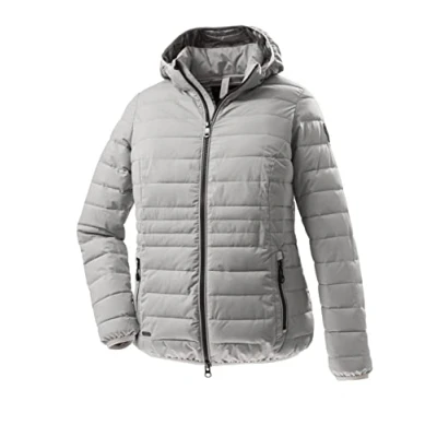 Image of STOY 38228 000 Women&#039;s Down Look Quilted Jacket with Zip Off Hood Large Sizes STS 17 WMN QLTD JCKT, Light Grey, 50