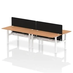 Image of Air B2B 1600x800mm Adjustable 4P Bench Desk CP Oak/White + Screen
