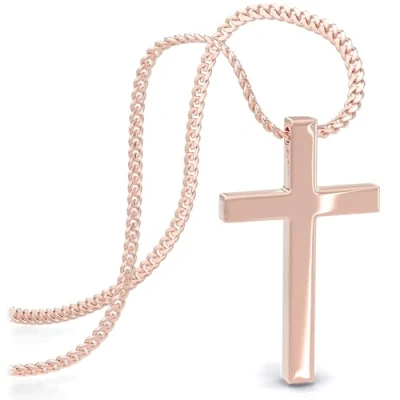 Image of SERASAR Necklace Rose Gold 18 Carat Real Cross Jewellery Stainless Steel Ladies Girls Women Choker Valentine’s Day Birthday Gifts For