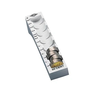 Image of Wedo 160705037 Münzrille Plastic 0.5 Euro 50 Cent for 65 Coins with Tags 18 x 4.5 3.75 cm, Grey