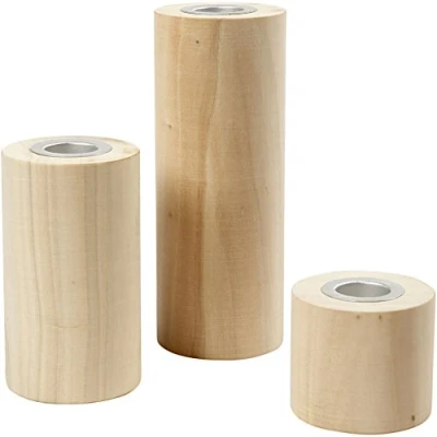 Image of Candle Holders, H: 14,5+10,5+6,5 cm, Poplar Tree, 3asstd