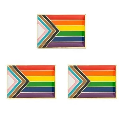 Image of Pack 3 Progress Pride Lapel Pin Brooches Pins Flag badge Brooch Badges (Progress Pride)