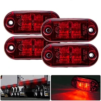 Image of Jutta 4/8/12pc Side Marker Light, 12/24 V IP65 Red LED Indicator Lamp Universal For Truck Trailer Van Caravan Lorry Car Bus Boat (4)