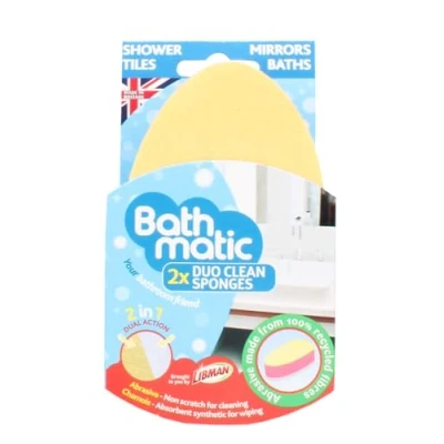Image of Bathmatic Cleaning Sponge, Duo Pack, Non Scratch, Perfect For Mirrors &amp; Shower Screens, Pack of 1