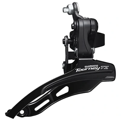 Image of Shimano FD TZ500 6 speed MTB front derailleur, down swing, pull, 28.6mm, 66 69, 42T