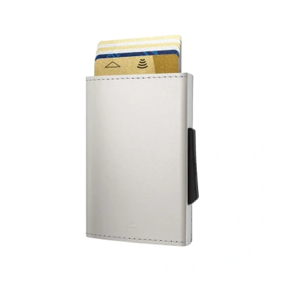Image of ÖGON DESIGNS Automatic Leather Wallet Cascade Slim Compact Aluminum RFID Blocking Card Holder Up to 8 Cards and banknotes (Blaster)