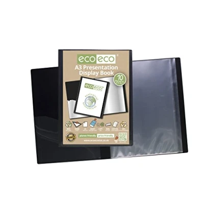 Image of eco 4 x A3 50% Recycled 10 Pocket Black Folder Presentation Display Book