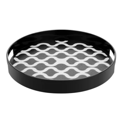 Image of Olympia Kristallon PC Round Non Slip Tray with Handles 300mm 12&quot;