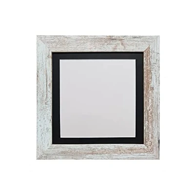 Image of FRAMES BY POST Metro Picture Photo Frame Distressed White with Black Mount 12 x Image Size 10 Inch