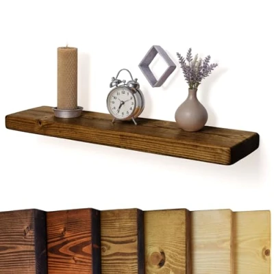 Image of Chunky Rustic Floating Shelf 9x2, Tudor Oak, 40cm