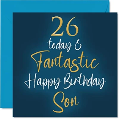 Image of Fantastic 26th Birthday Cards for Son 26 Today &amp; Happy Card from Mum or Dad, Gifts, 145mm x Greeting Gift