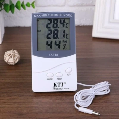 Image of Indoor Outdoor Thermometer, ABS Wall mounted Device Thermometer Hygrometer LCD Display Temperature Monitor Model TA318 for Home Office